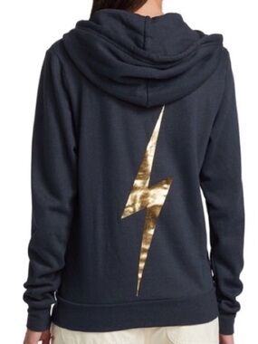 Aviator Nation Gray Hoodie with gold lightening bolt, M